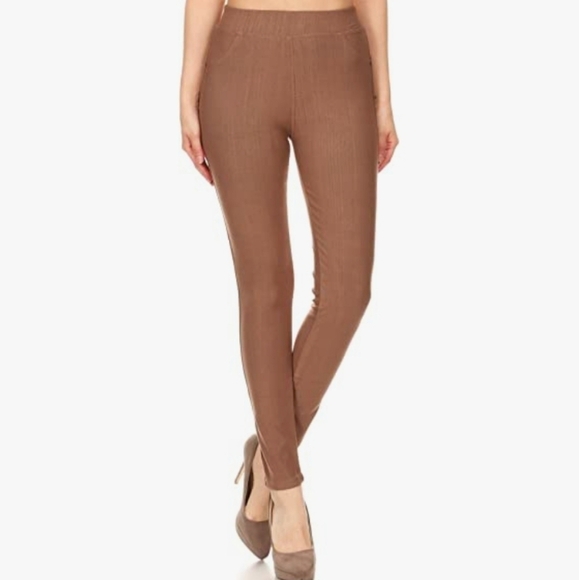 Leggings Depot Premium Quality Stretch Jeggings w/Pockets in Mocha Size 1X/2X - Picture 1 of 10